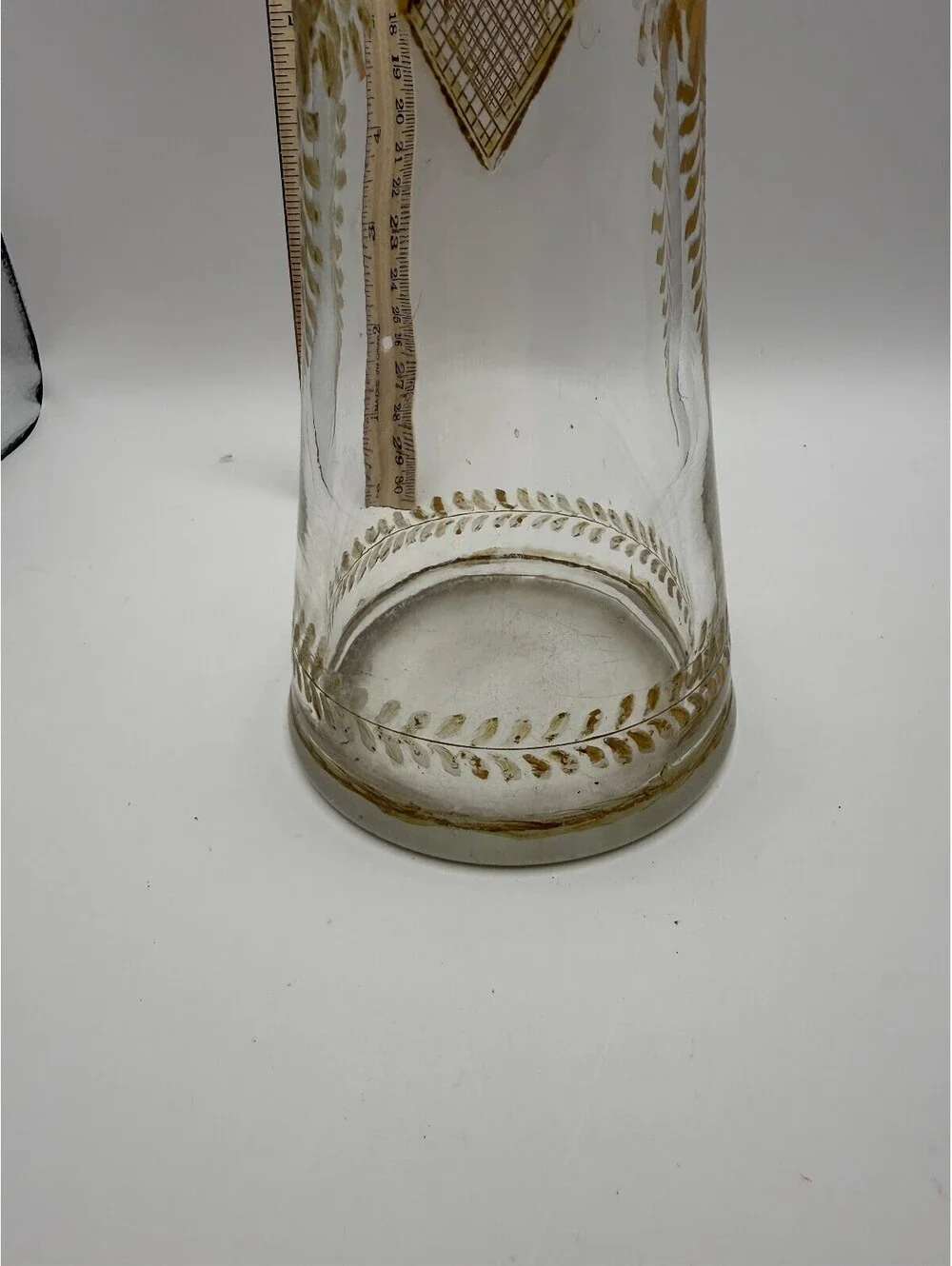 Antique Hand Painted Gold Enamel Glass Vase 12
